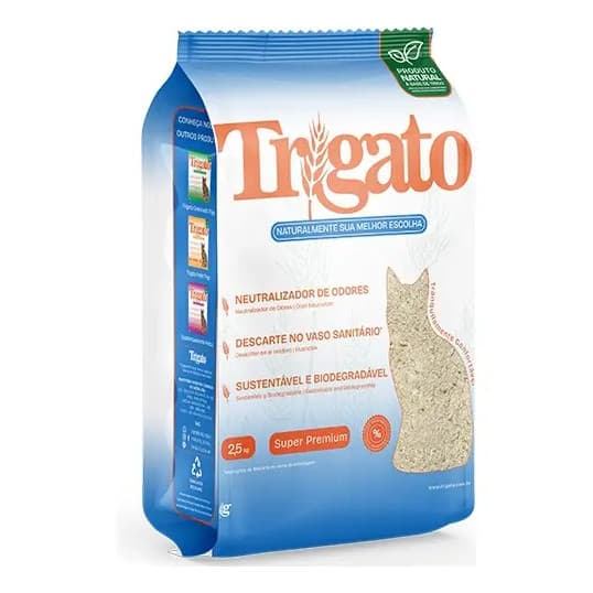 Trigato Areia Para Gatos Higienica Fina De Mandioca 2,5kg