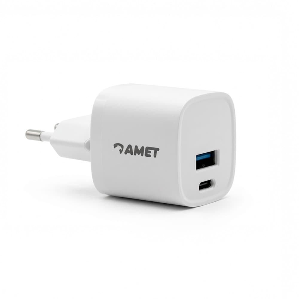 Carregador Turbo 25W GaN Amet Ultra Charger USB-C USB-A Fast Charge Power Delivery