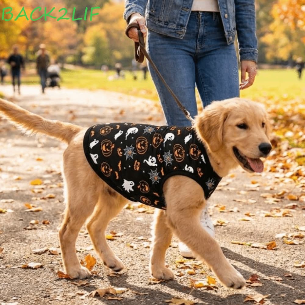 Colete Com Estampa De Abóbora Para Animais De Estimação BACK2LIF , Elástico Fino De Halloween , Fantasias Leves Cães