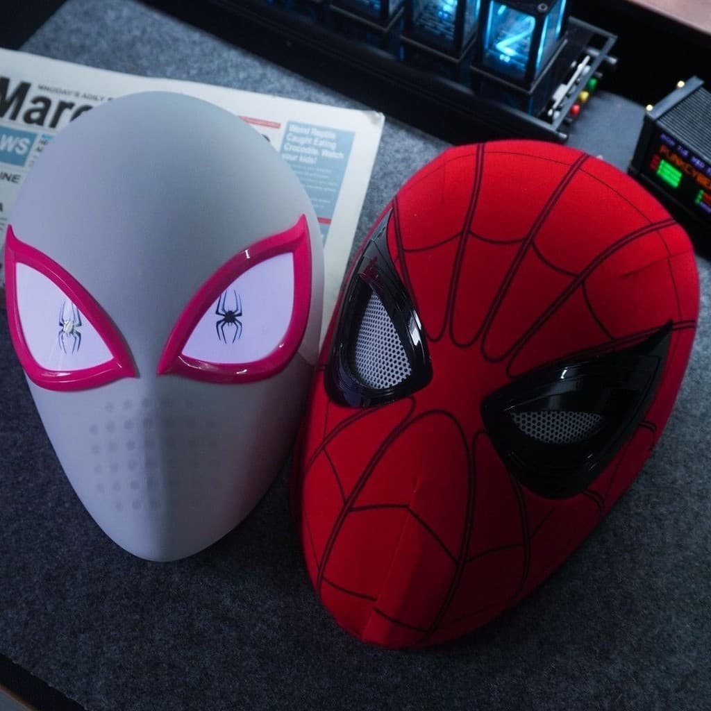 Máscara de Olho do Homem-Aranha Controle Remoto Móvel Peter Parker Cosplay de Halloween Material de Tecido Spandex