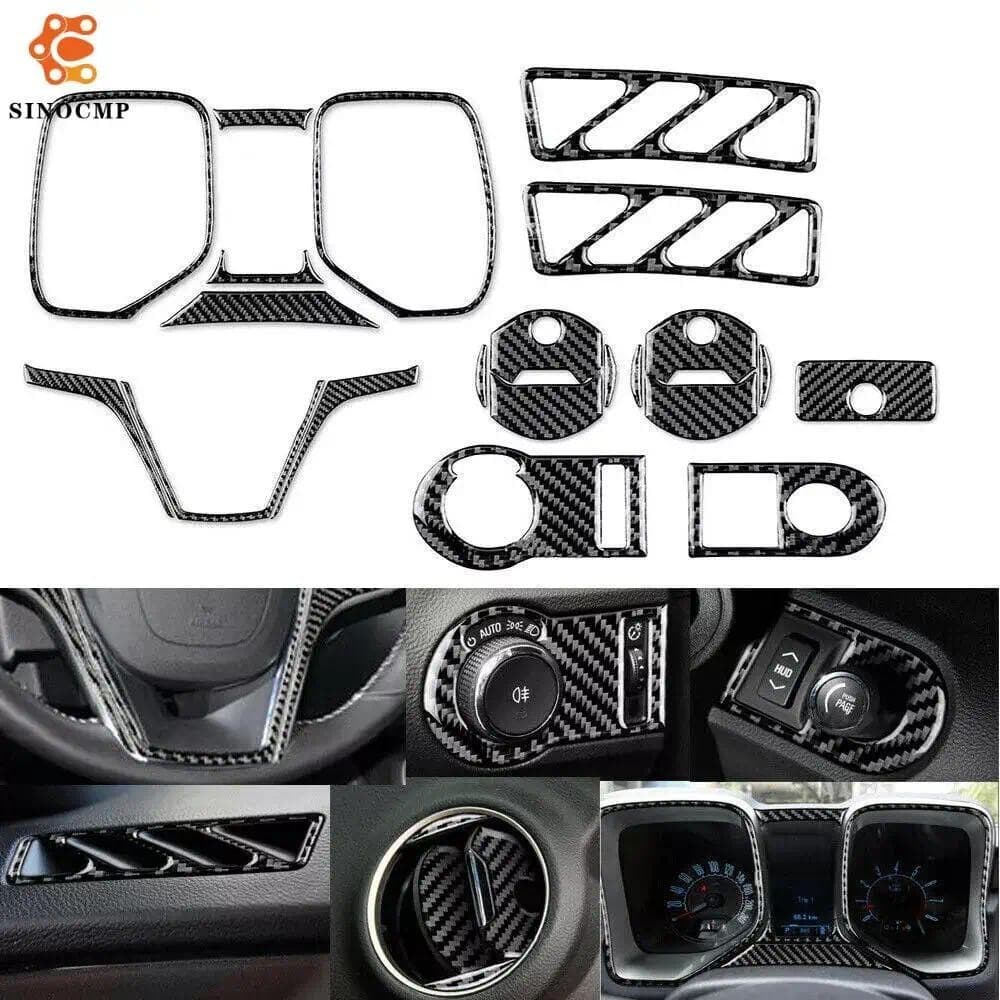 21 Pçs Preto Guarnição De Fibra Carbono Kit Interior Completo Conjunto Capa Para Chevrolet Camaro 2010-2015 Acessórios I