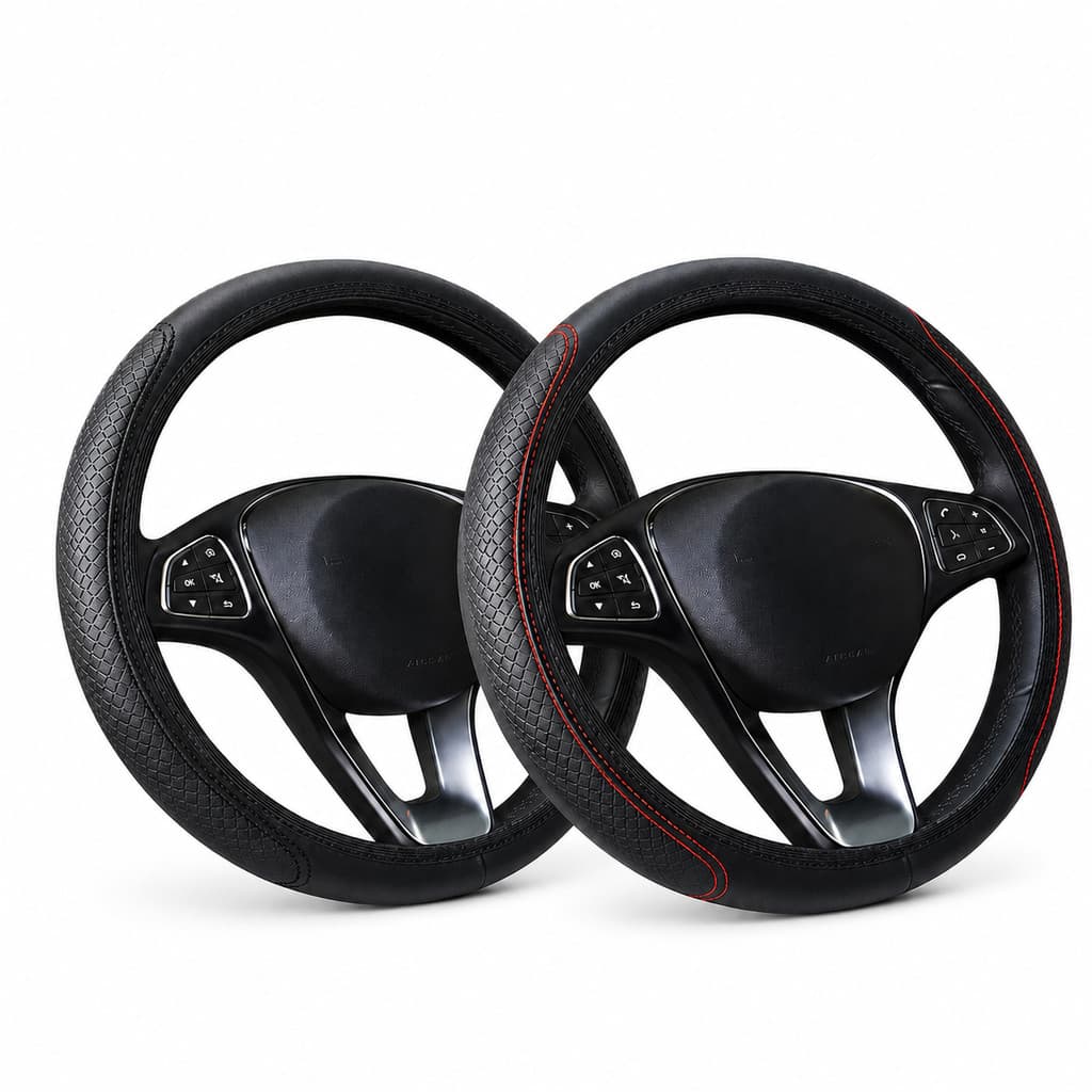 Capa para Volante de Carro Universal Couro PU Antiderrapante Elástica Confortável Esportiva