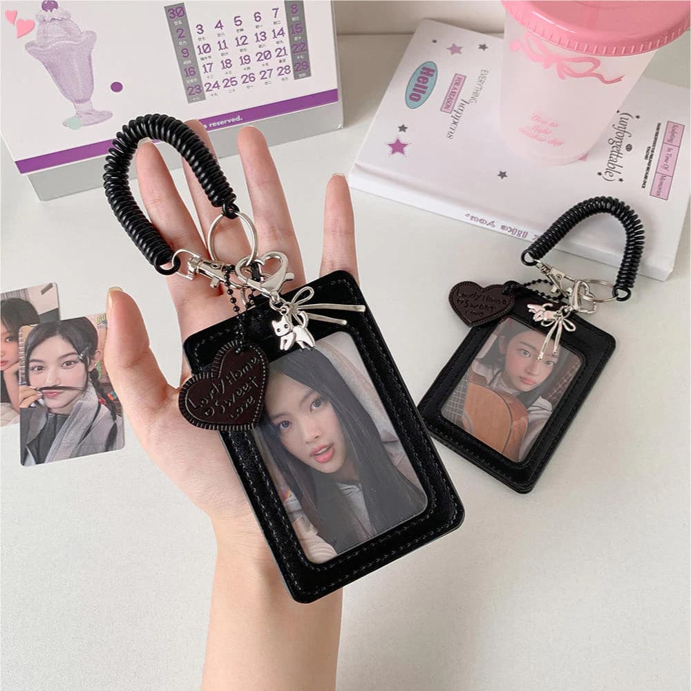 Porta Cartão Kpop Photocard Case Holder Crachá Transparente Com Alça Para Bolsa Mochila Escola