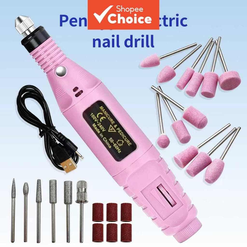 Conjunto portátil de lixa elétrica para unhas, polidor de unhas elétrico, lápis polidor de unhas, mini polidor elétrico,