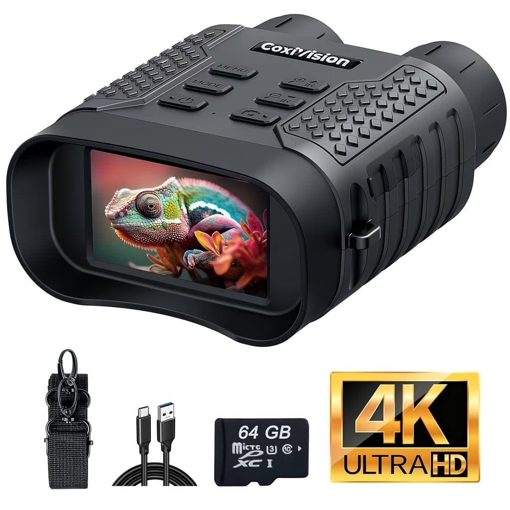 Óculos de Visão Noturna 4K para Adultos, Tela Grande de 3,1" Aprimorada e Bateria Recarregável de 4400mAh, Visão em Escu