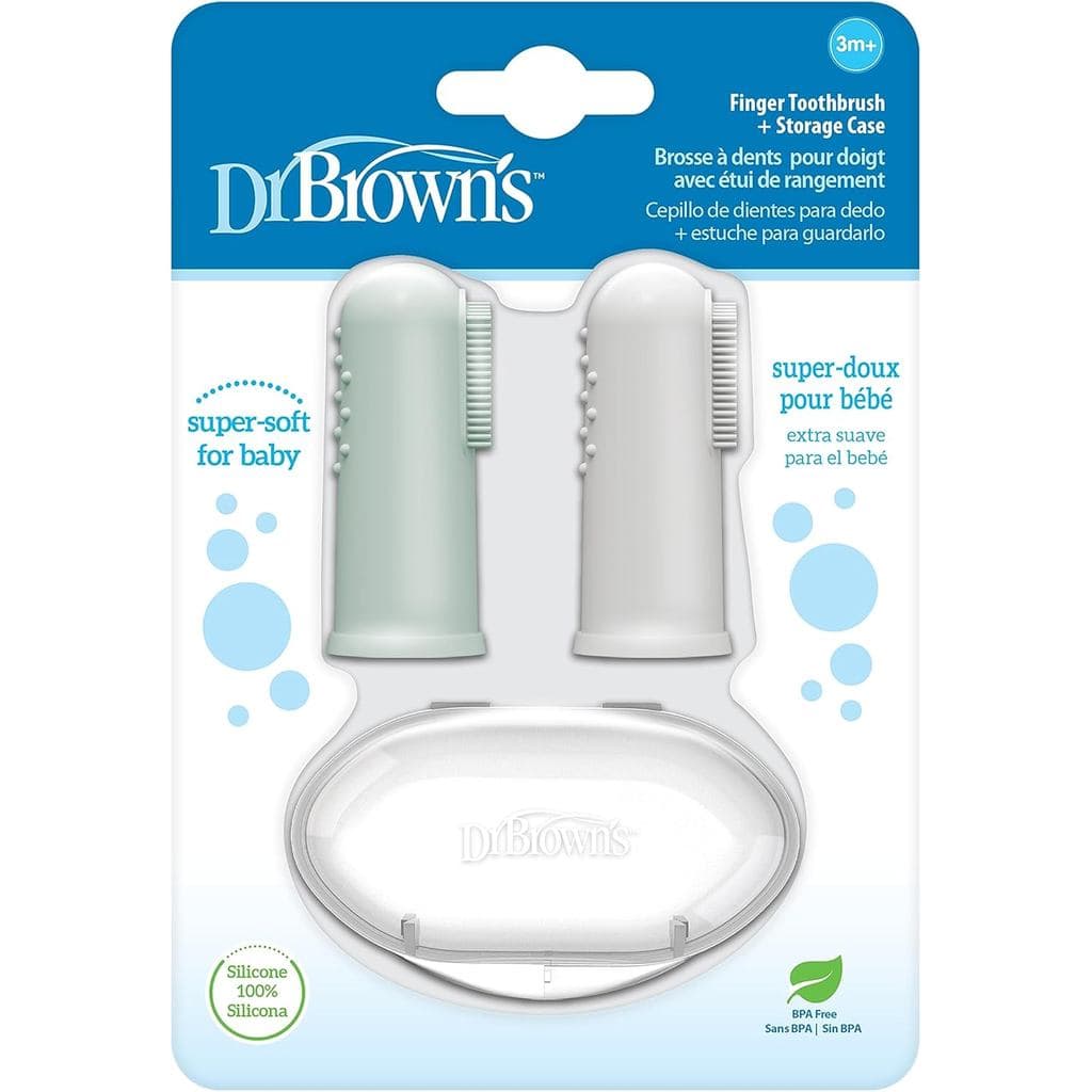 Conjunto de Escova de Dentes e Pasta de Dentes para Bebês 100% Silicone da Dr. Brown's, 2 Escovas de Dentes e Escova de