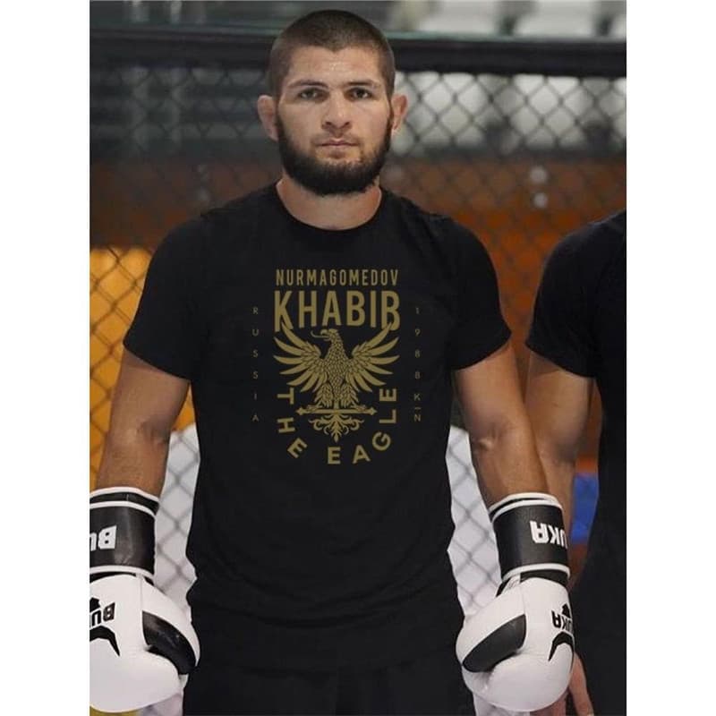 Camiseta De Manga Curta Little Eagle Esportiva E De Lazer MMA Boxe Fighting Retro Gold Impresso Com Gola Redonda