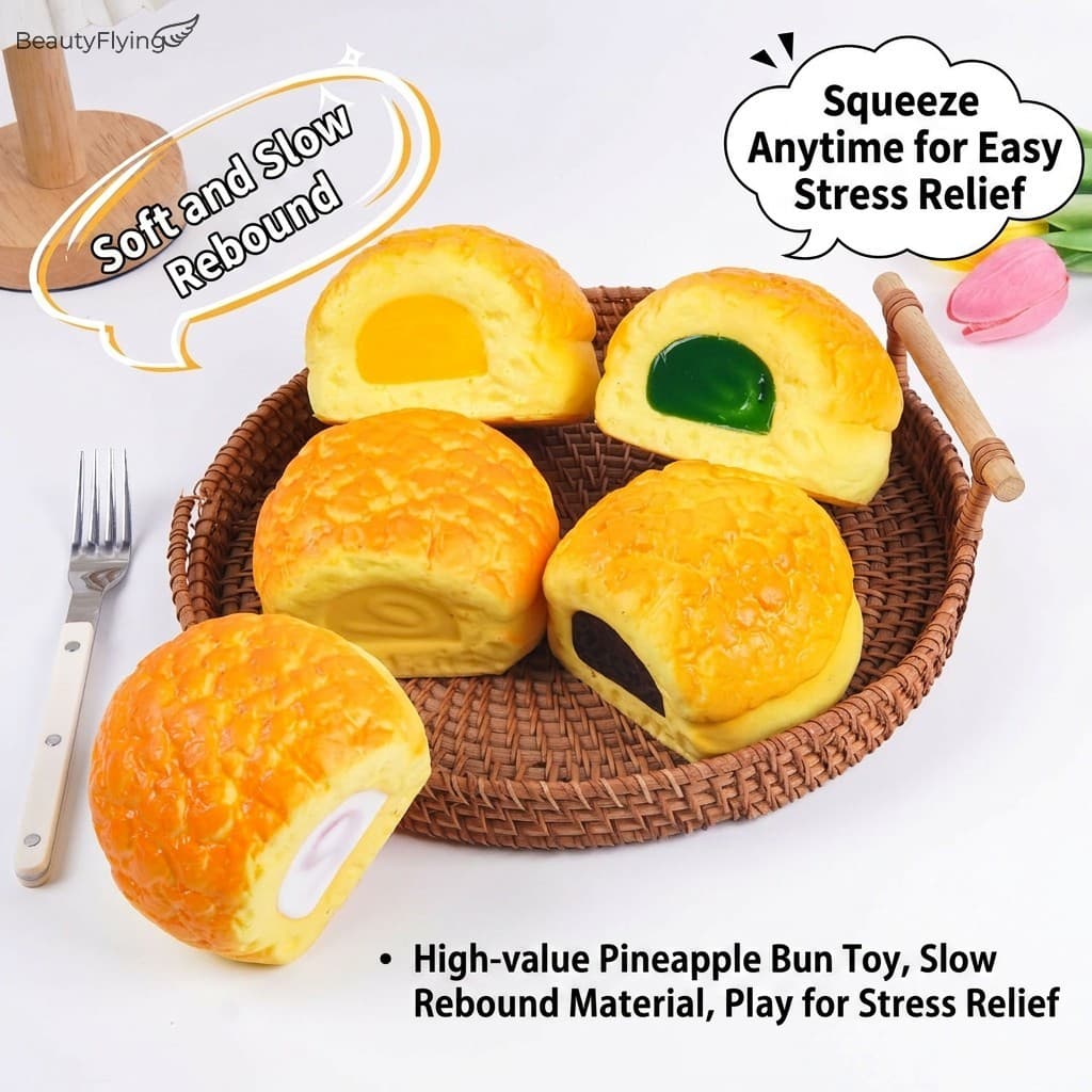 Brinquedo De Pitada De Pão De Abacaxi De Recuperação Lenta-Puff De Comida Macia E Úmida Para Alívio Do Estresse