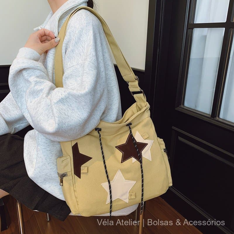 Bolsa Transversal Feminina de Lona com Zíper Espaçosa para Trabalho e Uso Diário