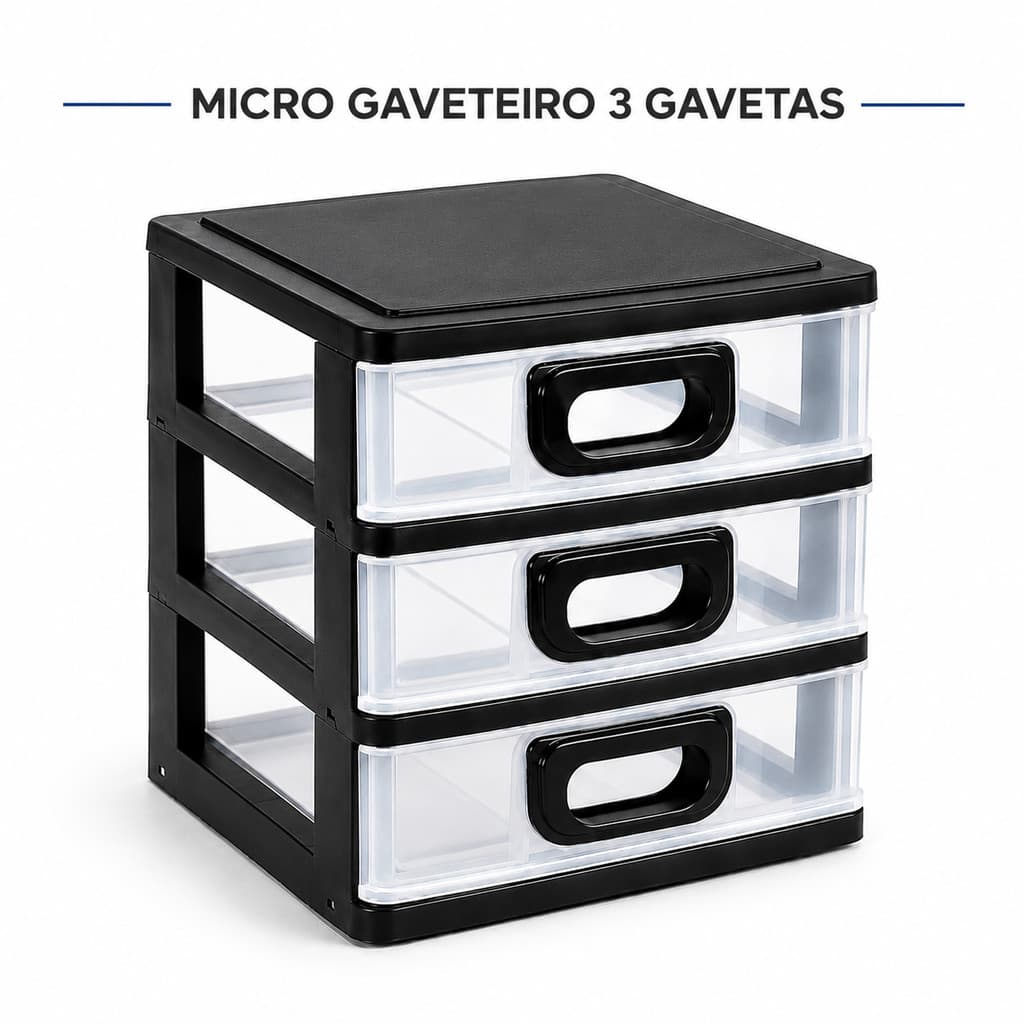 Gaveteiro Organizador De Mesa - Acessórios Brincos Maquiagem Remédio Medicamento Linhas Costura-3 Gavetas