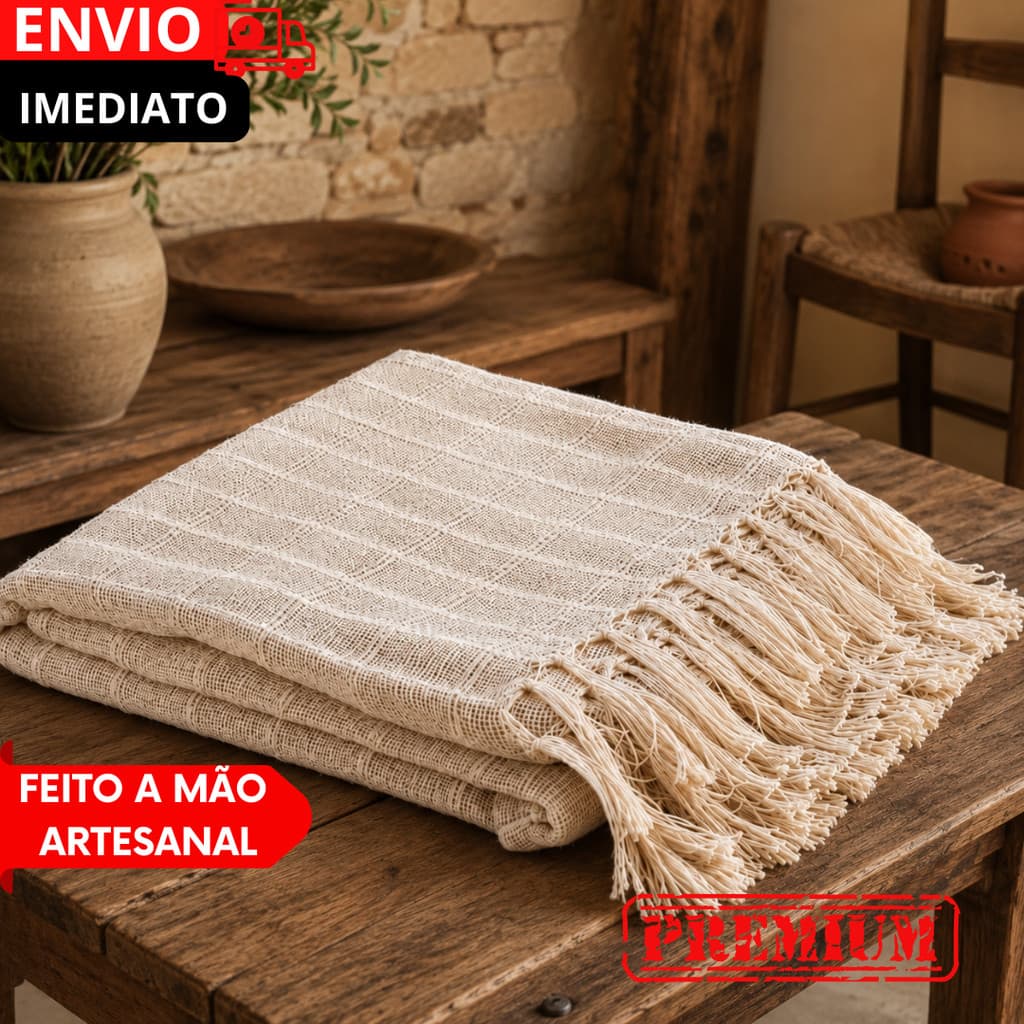 Manta p/ Sofá Retrátil e Cama Casal Decoração Pinterest Com Franjas Artesanal
