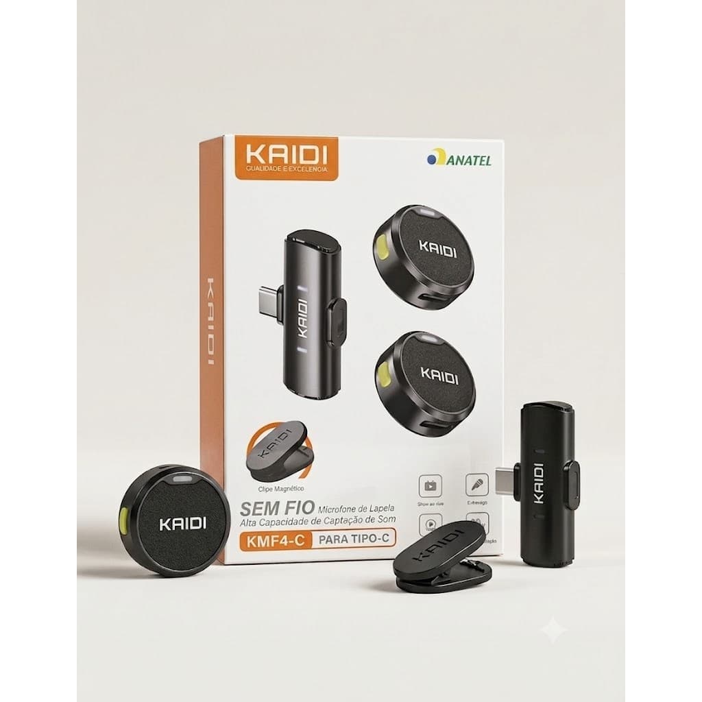 Microfone Lapela Sem Fio Duplo Profissional Portátil Anti Ruído Tipo C Plug & Play