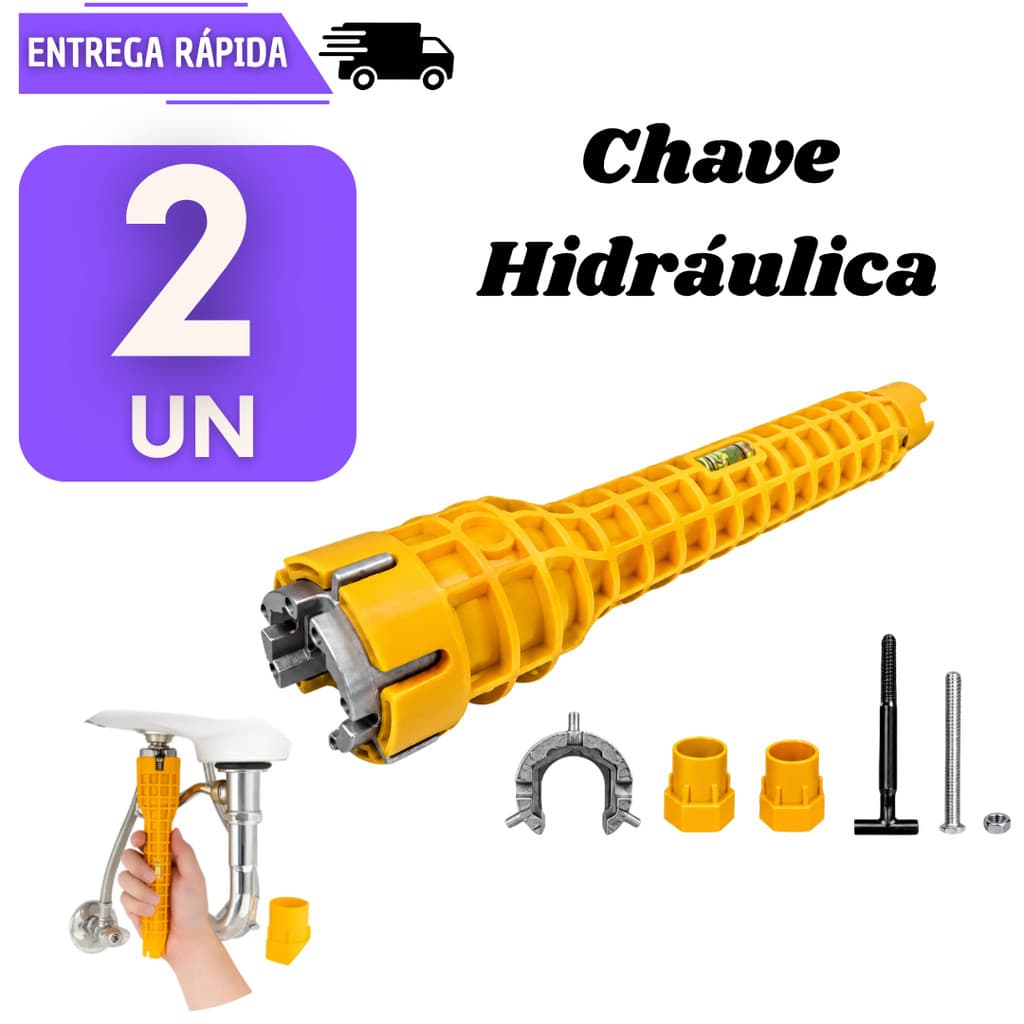 Jogo 2 Chave Hidráulica 8 em 1 Multifuncional Para Apertar Cano Torneira Pia Registro Sifão Encanador Grifo Ferramenta