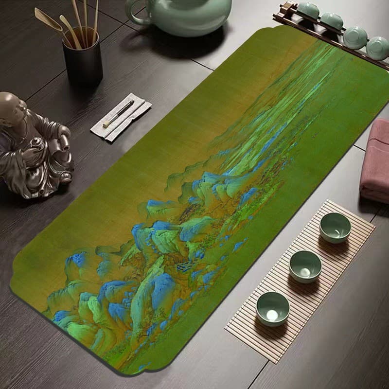 Novo estilo chinês cerimônia de chá tapete absorvente tapete de mesa de chá pano de chá porta-copos de tapete
