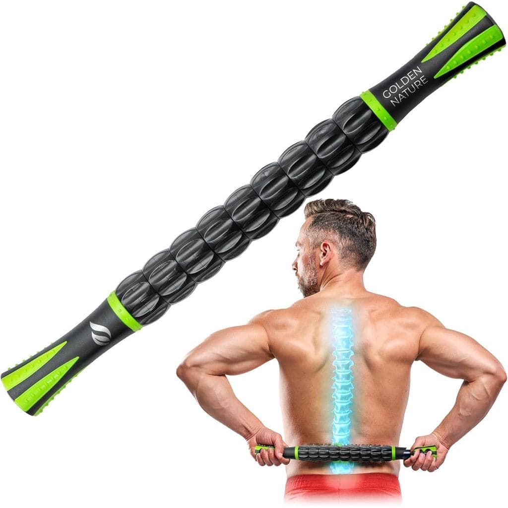 Bastão Massageador Muscular - Massageador de Drenagem Linfática com 9 Rolos - Ferramenta Manual para Tecidos Profundos e
