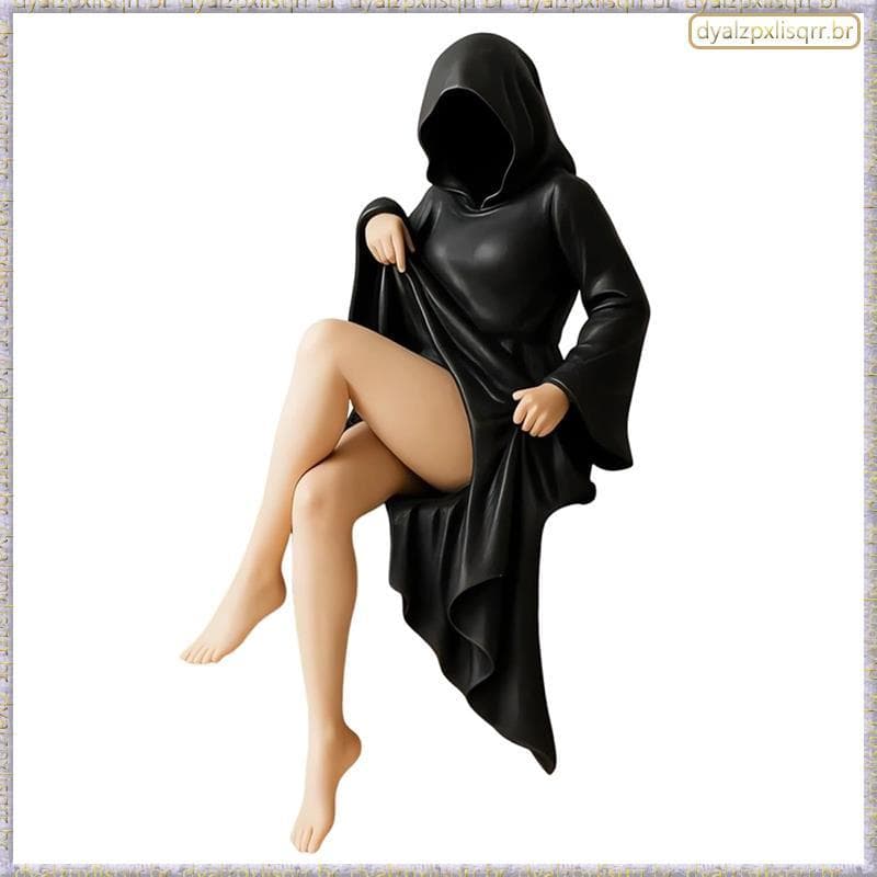 [Fsp] Para Decoração De Jardim Doméstico-Estátua Gótica Misteriosa , Escultura De Figura De Robe Preto , Figuras Pequena