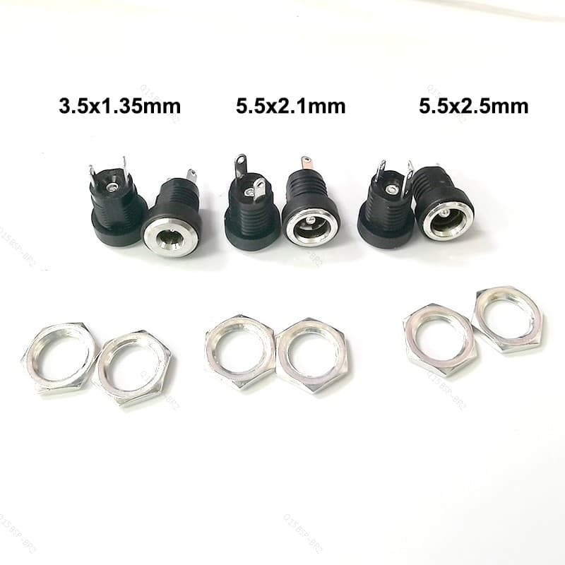5.5X2.1mm/5.5X2.5MM 3.5x1.35mm DC Fêmea Jack Conector Tomada Fonte De Alimentação Painel Montagem Plug Adaptador BR15B2