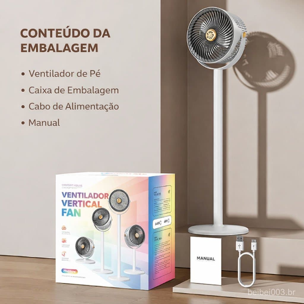 Ventilador Portátil Recarregável com 5 Velocidades, Altura Ajustável e Aromaterapia PRONTA ENTREGA
