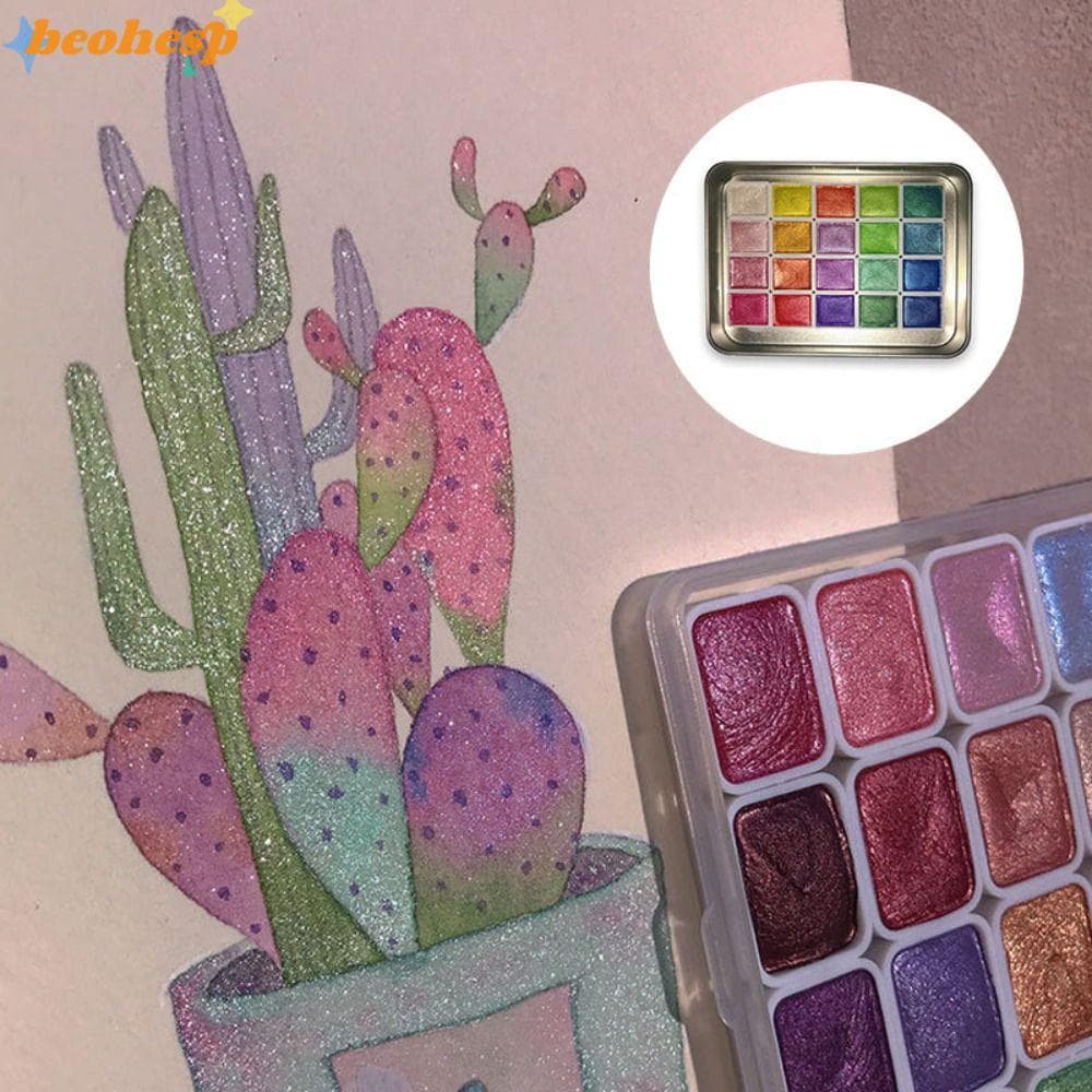 Conjunto De Pigmentos De Pintura Em Aquarela BEOHESP , Decoração De Flores , Leveza , Brilho Perolado , Tintas
