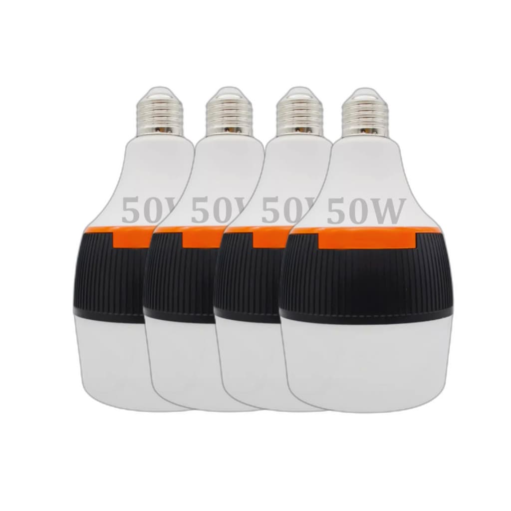 Kit C/4 Lâmpada De Emergência Led Recarregável Inteligente Bivolt Branco 127/220V