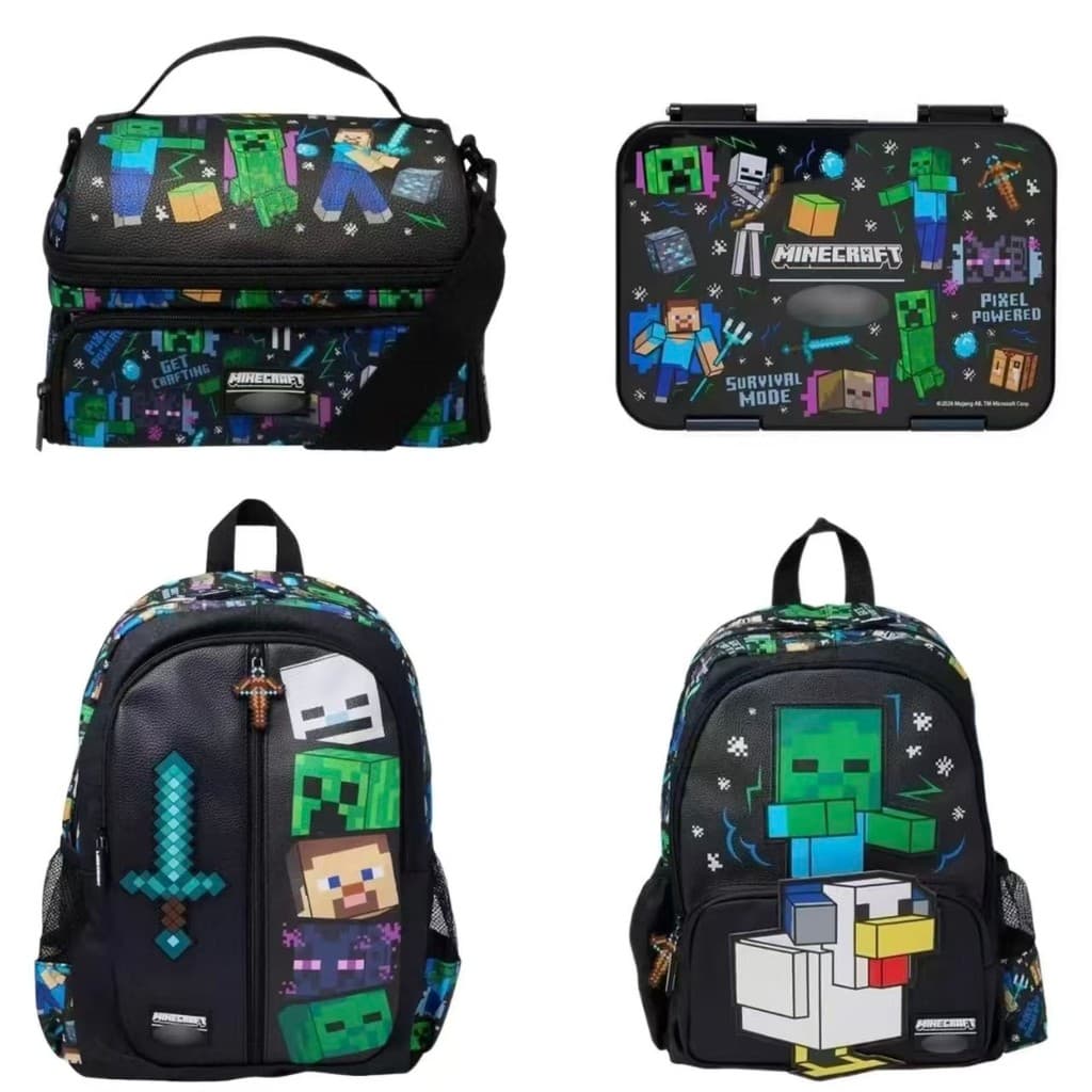 Série combinada de conjunto de bolsa escolar de novo estilo Minecraft verde australiano