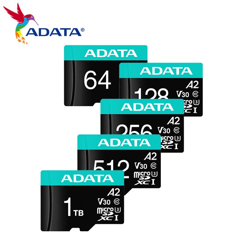 Cartão ADATA Micro SDXC A2 V30 Com Adaptador SD Acelera Até 100 Mb/S UHS-I U3 De Memória Class10 4K UHD Vídeo 256 Gb 1 T