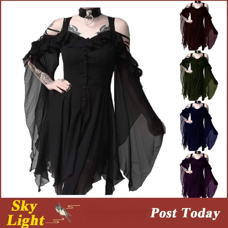 Vestido de Noite Feminino CXDC Estilo Britânico Retrô Medieval para Halloween, Rainha, Princesa, Gótico, Vampiro, Bruxa,