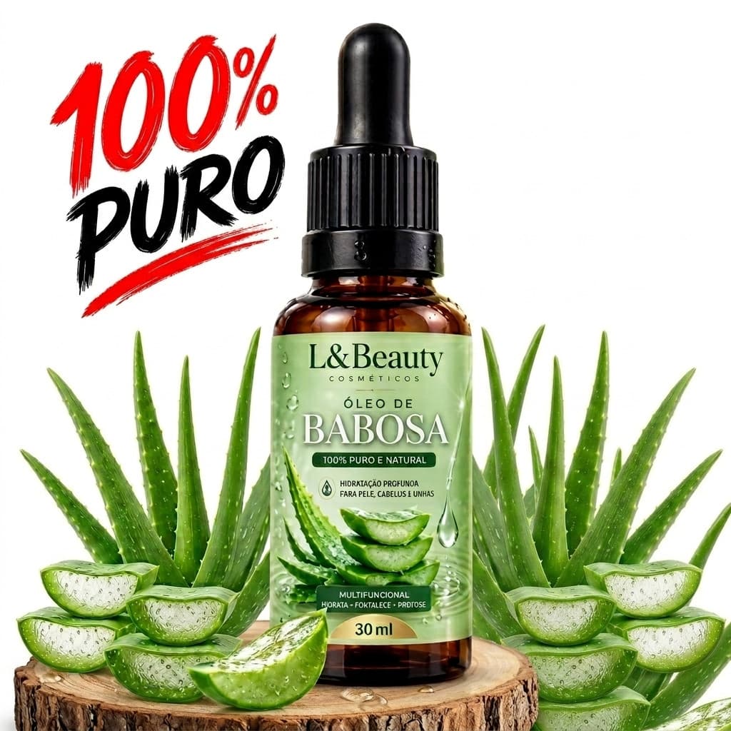 Óleo de Babosa Aloe Vera 30ml Fortalecimento Crescimento Nutrição Redução de Frizz L&Beauty