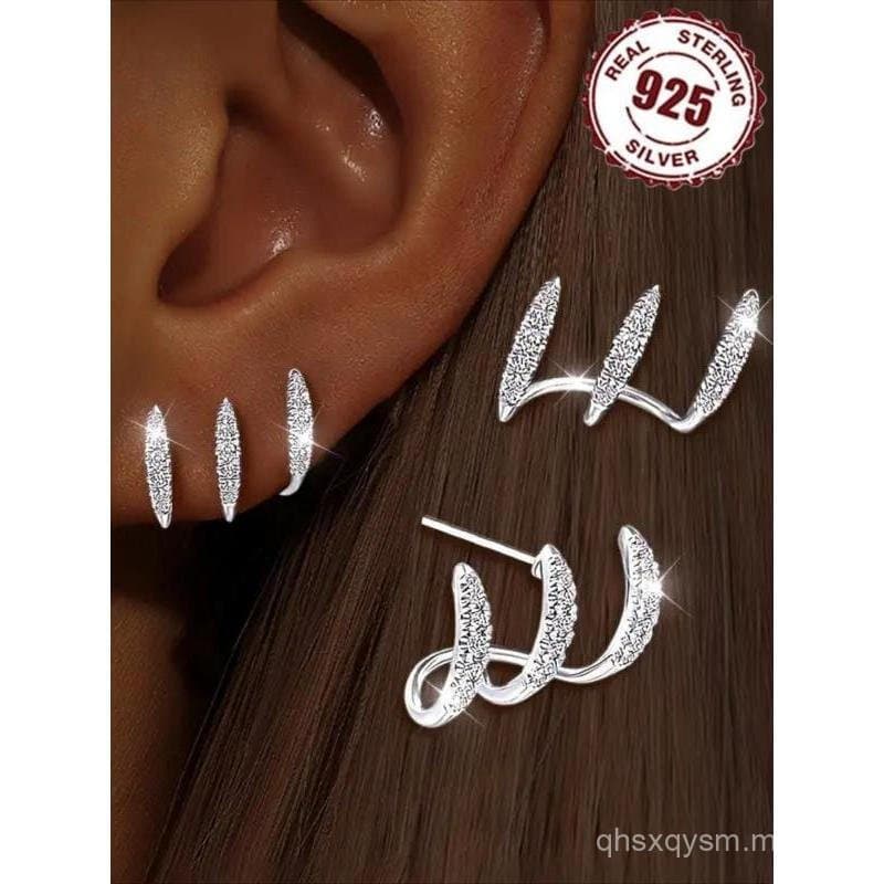 Brincos de Moda 925, Brincos Brilhantes de Zircônia, Adequados para Uso Diário, Festivais de Música e Diversas Ocasiões