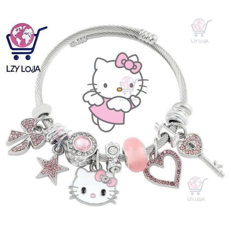 Kitty Cat Bracelet Cartoon Hello Fashion Trendy Crystal Beads Correntes De Mão De Cristal Namorada Doce Jóias Ajustáveis