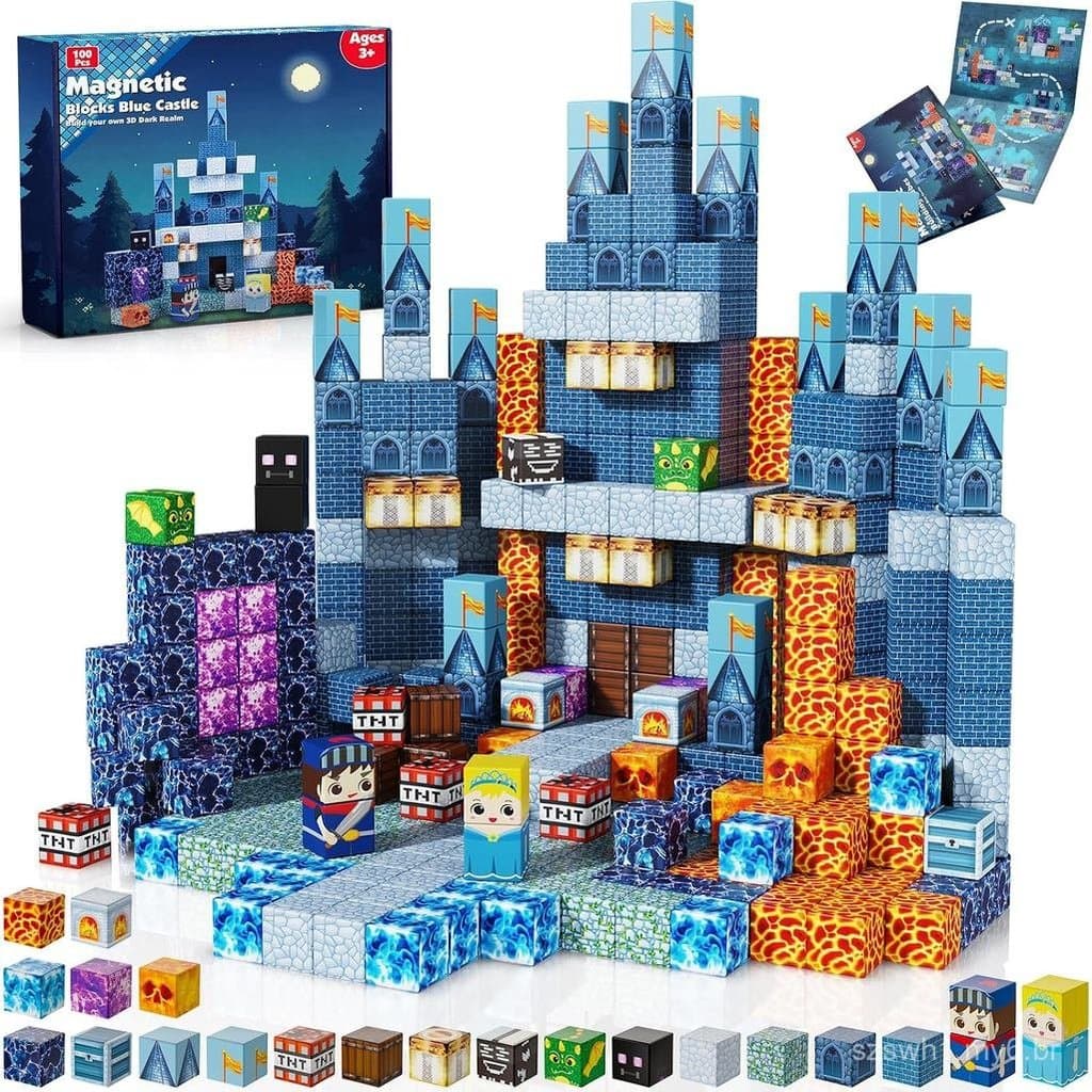 Blocos Magnéticos Annexfun - 100 Peças de Blocos de Construção Magnéticos - Cubos Magnéticos para Empilhar, Brinquedos S