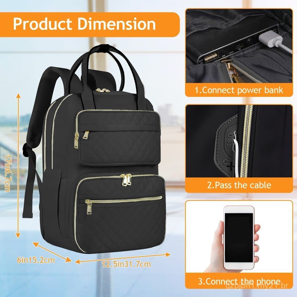 Mochila para Almoço NUBILY, 39,62 cm, Mochila para Aprovada para Viagens Aéreas com Abertura para Fone de Ouvido