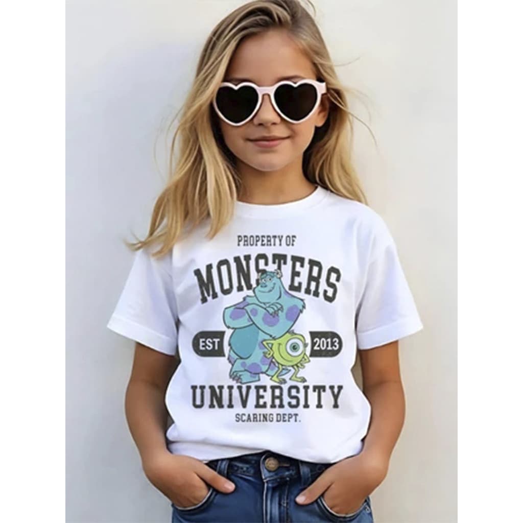 Camiseta Infantil Universidade De Monstros - Estampas Exclusivas para Crianças 100% Algodão Unissex Menino E Menina