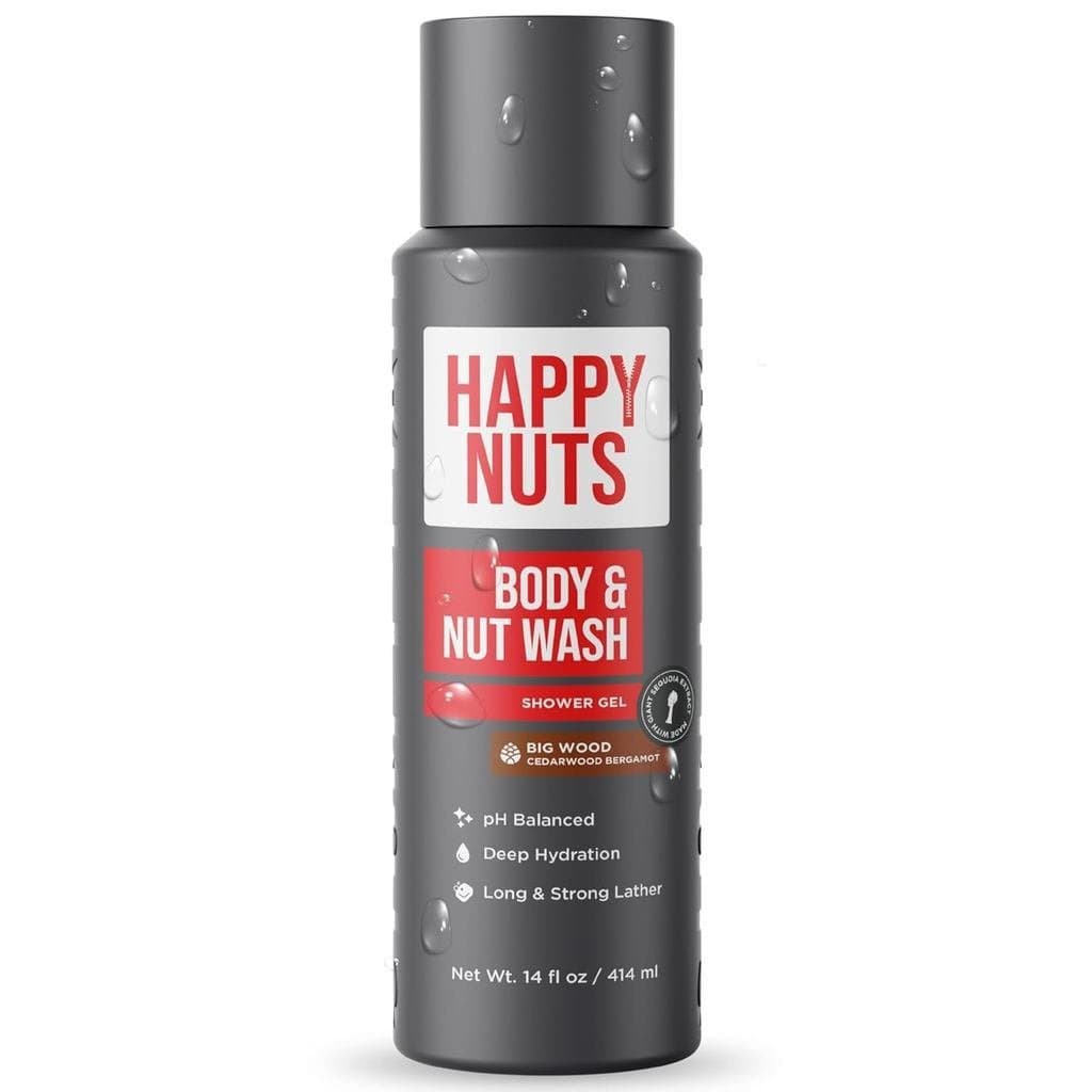 HAPPYNUTS BigWood Body and Nut Wash - Gel de Banho Hidratante para Homens, Sabonete Líquido com Limpeza Profunda para Pe