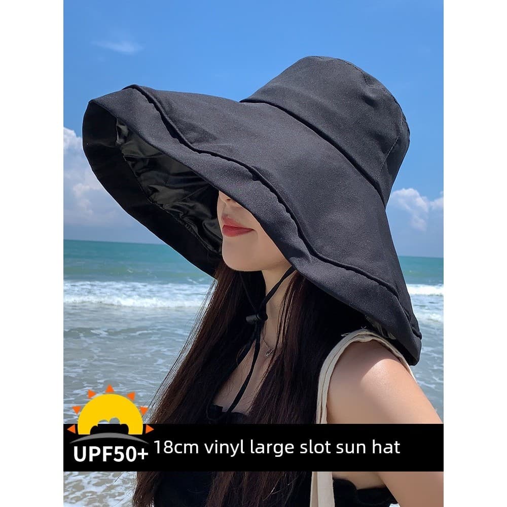 Chapéu de sol feminino vinil aba grande Anti-ultravioleta chapéu de sol ao ar livre verão balde chapéu ciclismo d