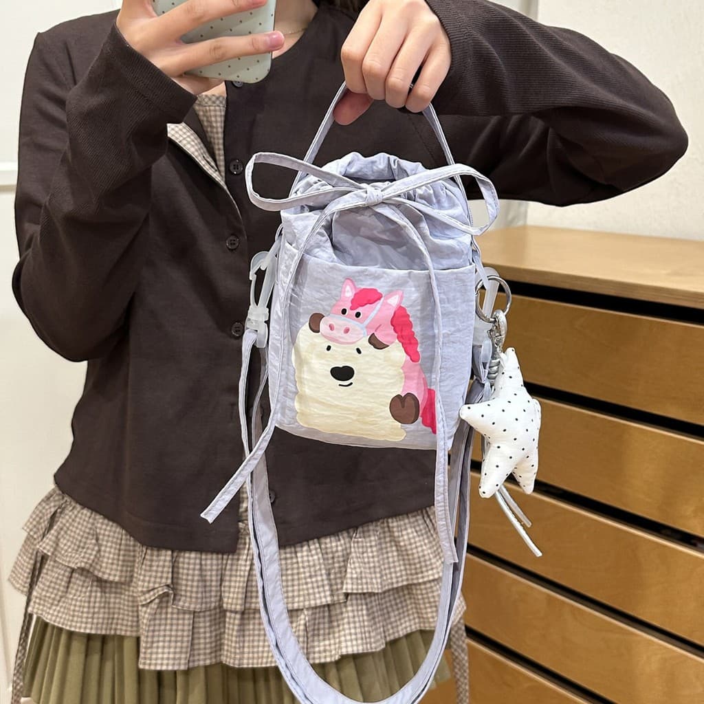 2026 Nova Bolsa de Viagem para Garrafa de Água com Estampa de Anime para Mulheres, Bolsa Transversal Portátil, Bolsa de