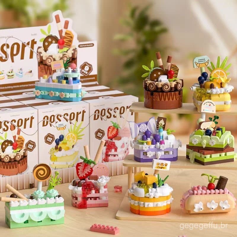 Bolo Bloco De Construção Tijolos Brinquedo Montagem Partícula Crianças Desenvolvimento Educação Coleção Brinquedos Quebr
