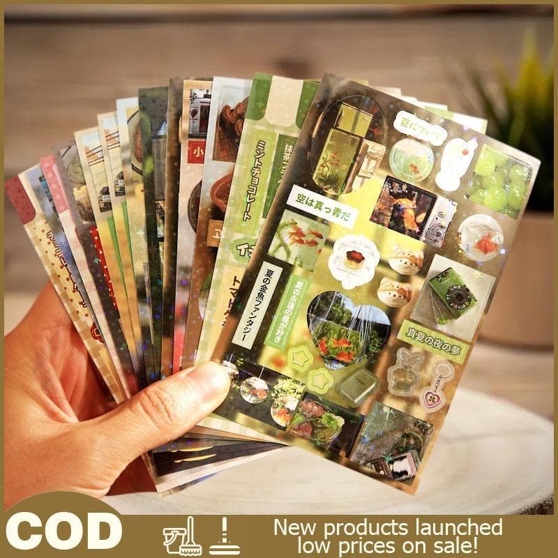 30 Folhas Kawaii Japonês Estilo Showa Cozinha Sobremesa Glitter Filme Stier Livro DIY Artesanal Scrapbook Estética Papel