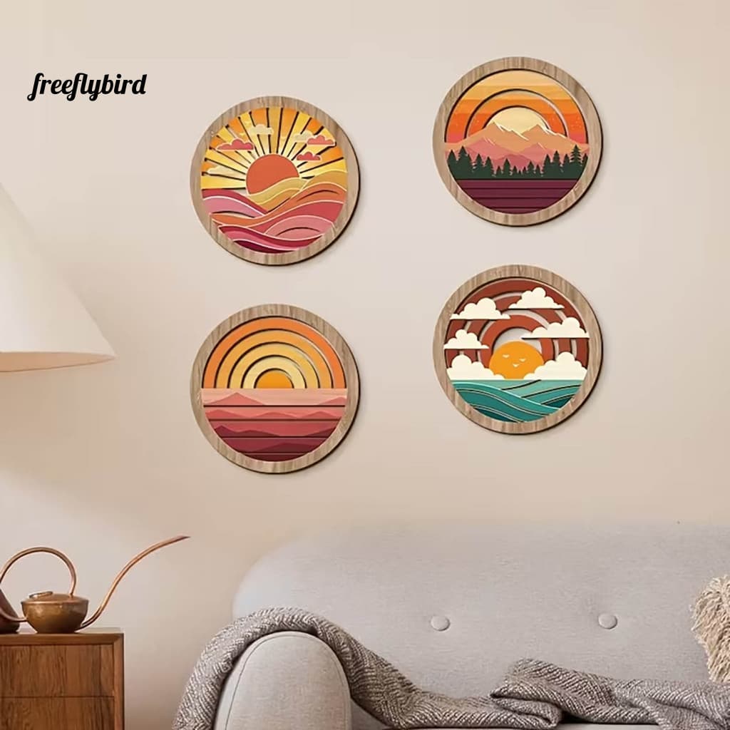 Fz 4 Unidades De Decorações Exclusivas De Parede De Estúdio , Enfeites Cenário Natural , Conjunto De Arte Em Madeira De