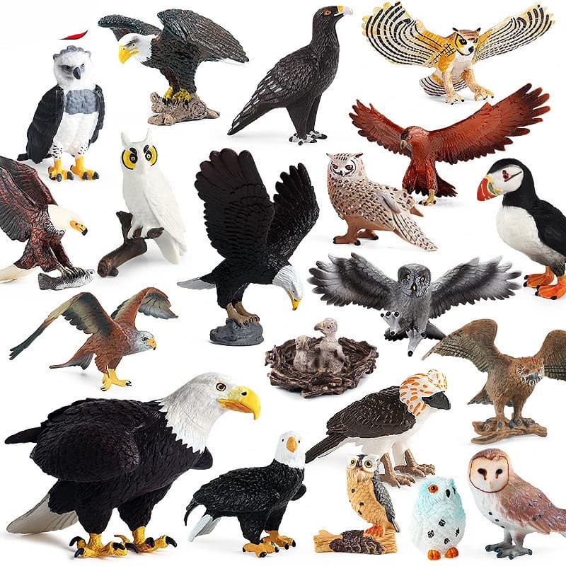 Selvagem Pássaro Animais Floresta Noite Coruja Águia Figurinhas PVC Action Figurines Jardim Decoração Educação Miniatura