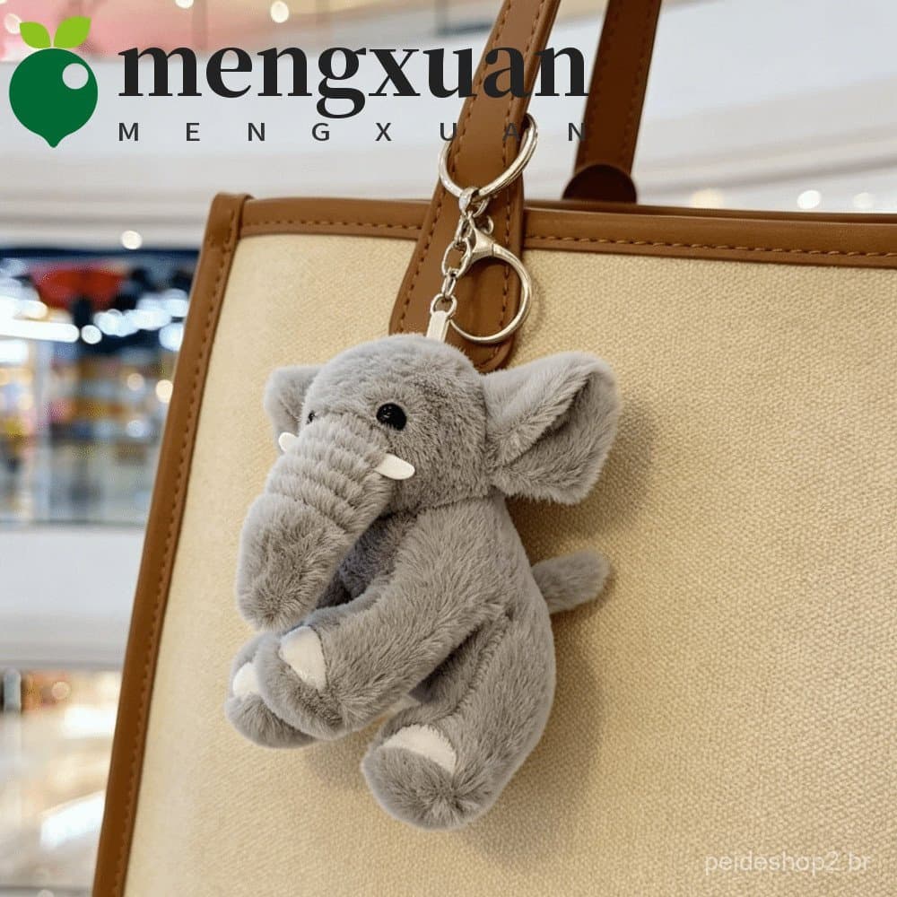 MENGXUAN1 Chaveiro De Elefante , Pelúcia De Desenho Animado Fofo De Poliéster , Pingente De Bolsa De Animal Macio E