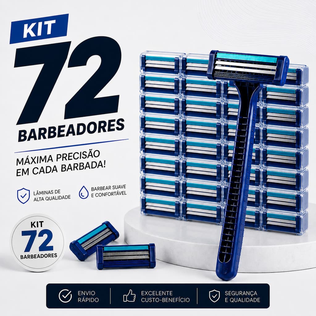 Kit 72 Barbeadores Descartáveis Masculino e Feminino com Fita Lubrificante Barbear -Transforme sua rotina com um produto