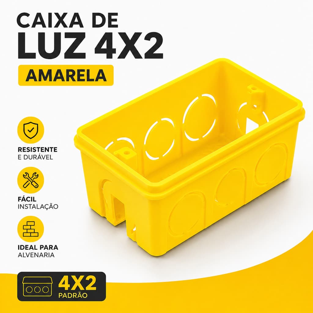 Caixa de luz 4x2 Imbutir Parede Amarela Tomada Interruptor
