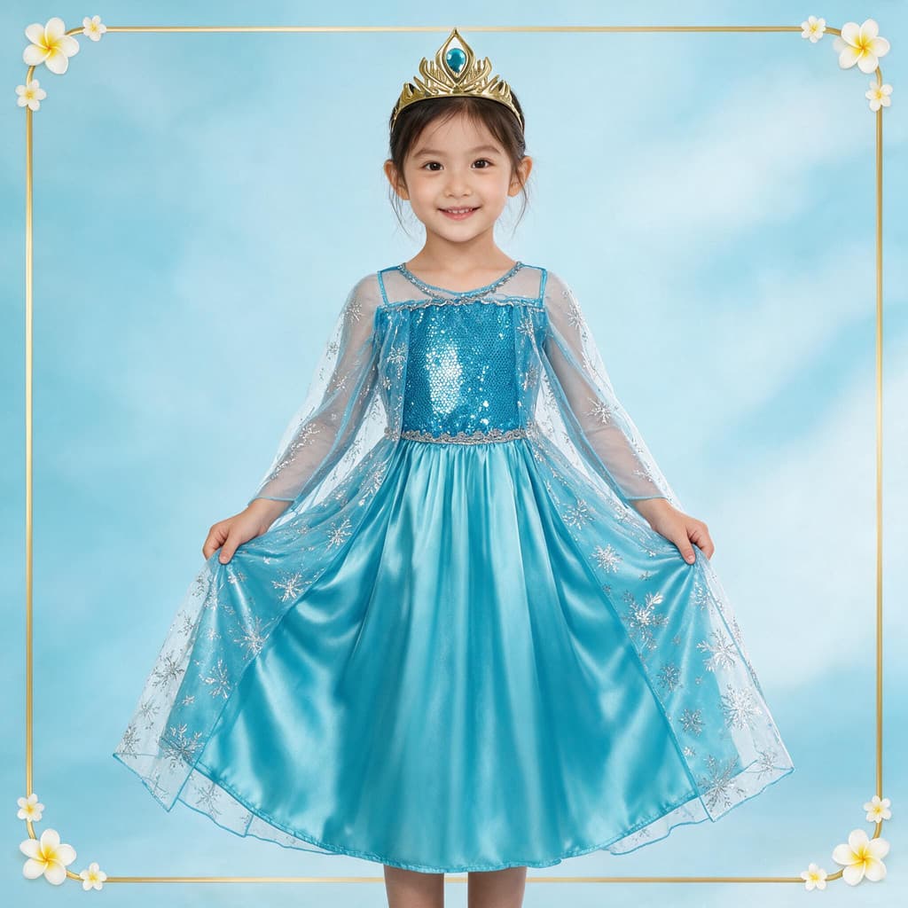 Vestido De Princesa Elsa Para Meninas Com Conjunto Coroa De 2 Peças Vestidos Anna Verdes Fantasia Infantil Festa De 3 A