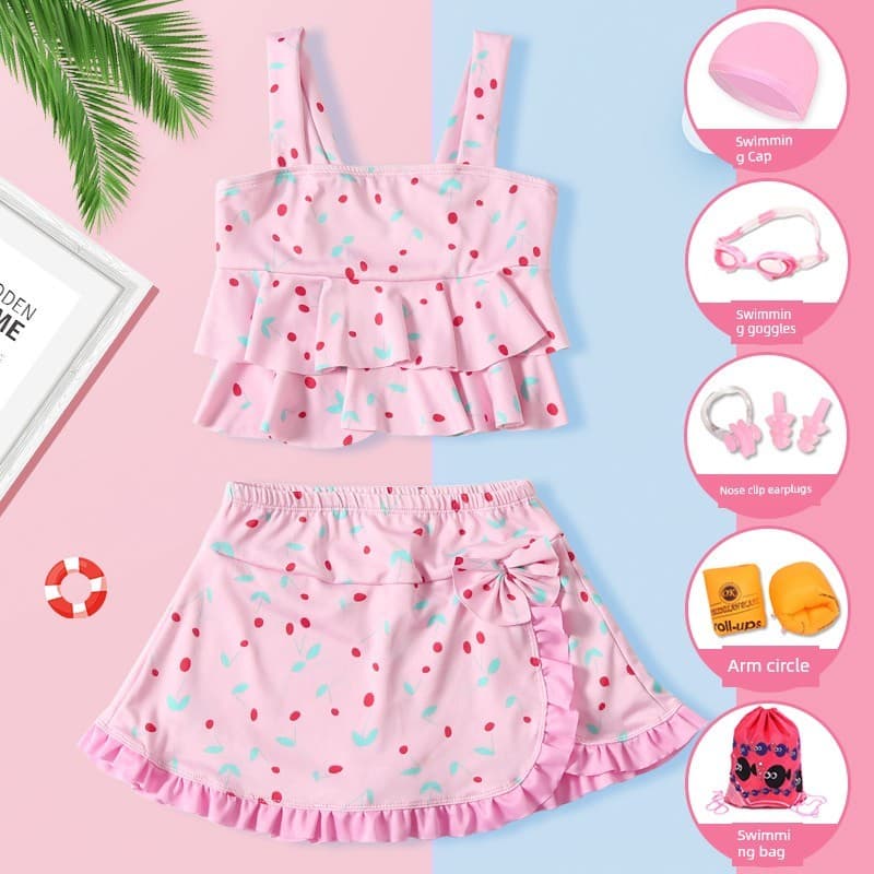 🔥 Moda Praia Meninas 🔥 para Meninas Praia Piscina Maiô com Saia Infantil VENDA QUENTE Princesa Bonito Bebê Verão Crian
