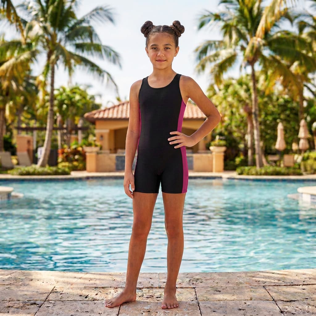 Macaquinho Infantojuvenil Menina Natação Hidroginástica Sem Manga Alça Larga Praia Piscina Suplex