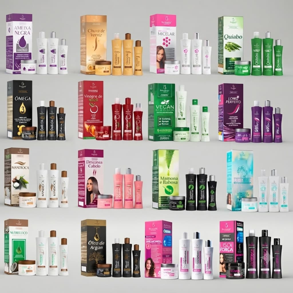 Kit Capilar Profissional Shampoo Condicionador Máscara Hidratação Premium Todos os Tipos de Cabelo Escolha