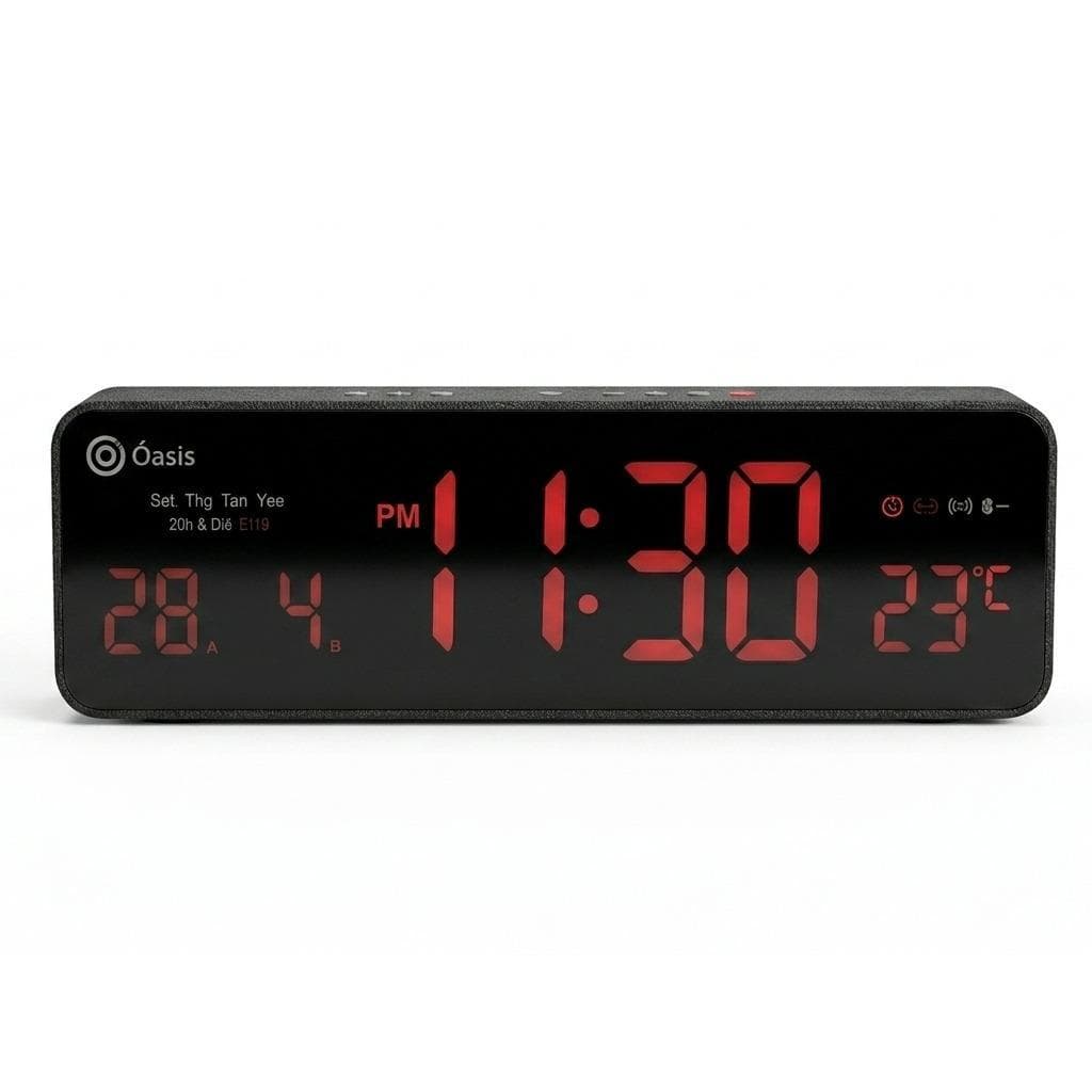 Relógio de Parede Digital LED com Data Temperatura e Alarme - OÁSIS