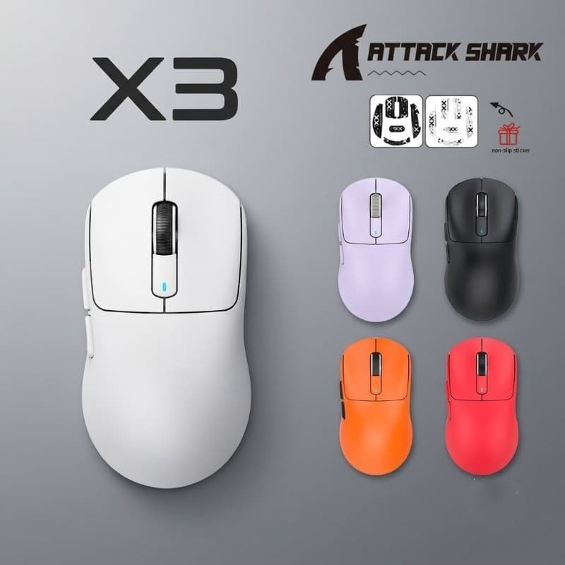 Ataque SHARK X3 Mouse Para Jogos Sem Fio Tri-Mode Bluetooth 2.4G USB-C PAW3395 Sensor 26000 DPI Ultra-Leve Ergonômico