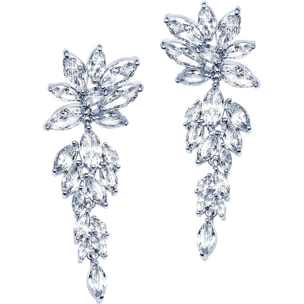Brincos de Casamento Elegantes e Luxuosos, Pendentes com Zircônia Cúbica Marquise AAAAA, Banhados a Ouro 18K, com Strass